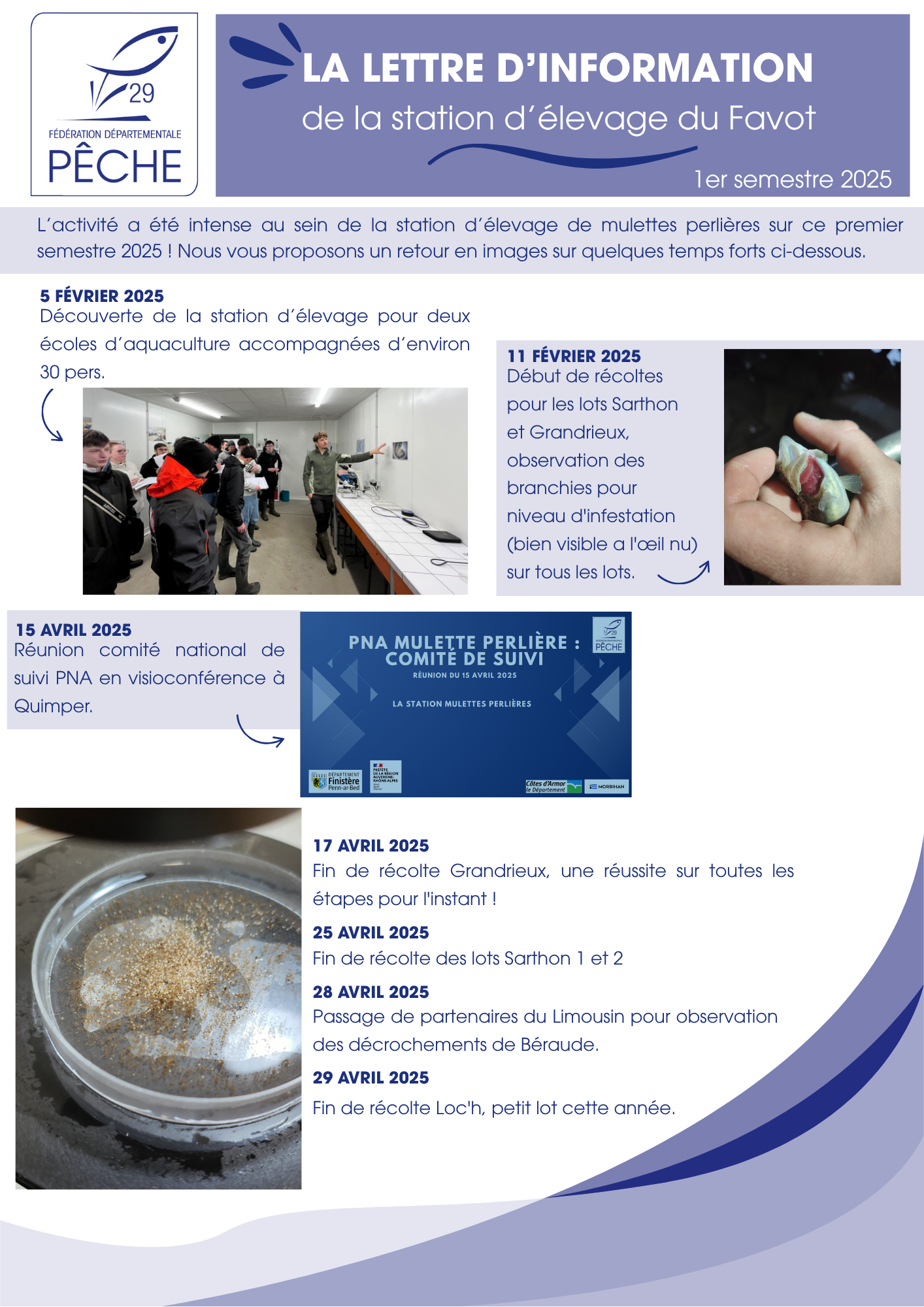 Newsletter 1er semestre 2025 Station dlevage du Favot